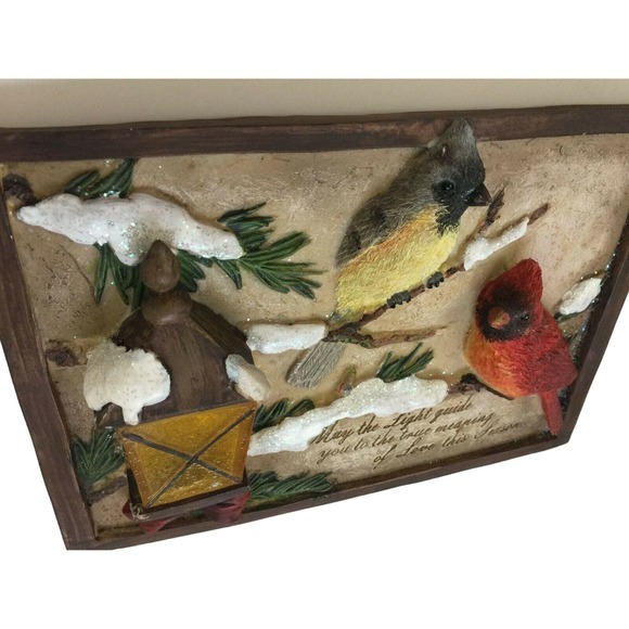 Christmas 3D Wall Plaque Winter Season Inspirational Bullfinch Streetlight Snow - Picture 9 of 10